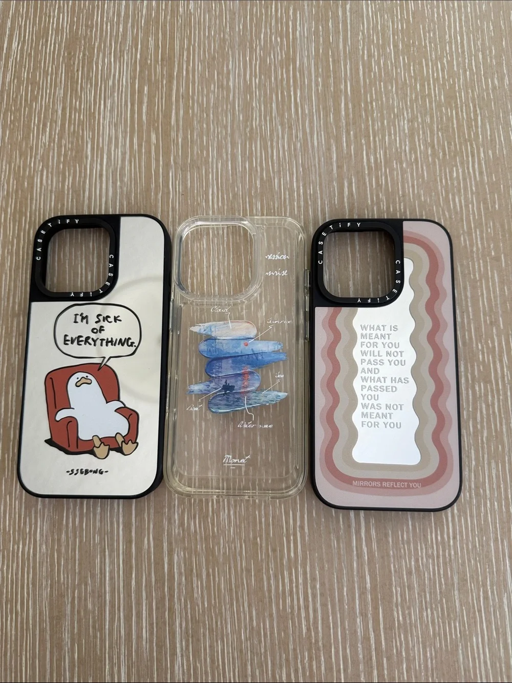 CASETiFY iPhone 16 Pro Clear Blue Wave & Beige Graphic Phone Case Bundle of 3